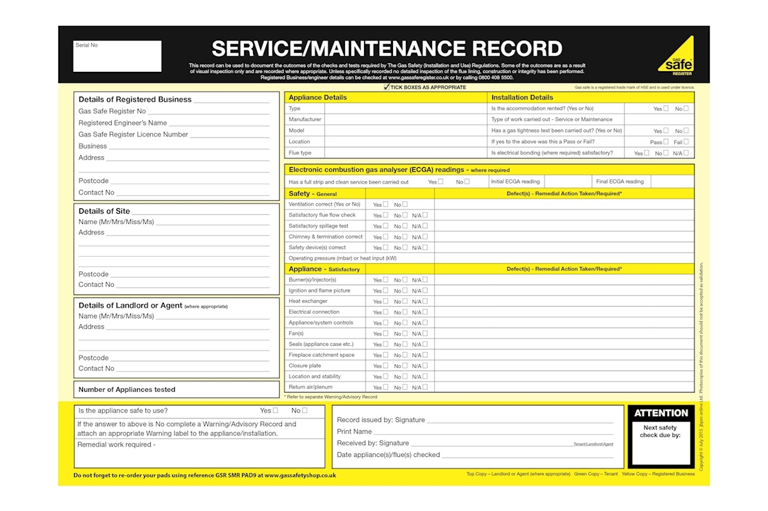 Log Book Maintenance Checklist Boiler Maintenance Service Gas